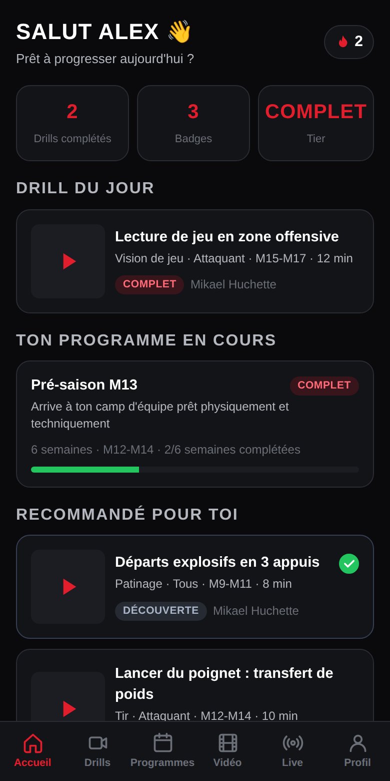 Écran d'accueil de l'app Extra Shift